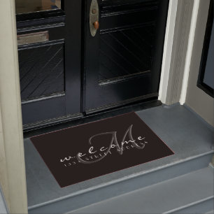 Decoratief monogram en adres Welkom Deurmat