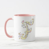 Decoratief Monogram F harten en bloemen mok (Links)