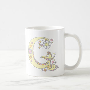 Decoratief Monogram G harten en bloemen mok