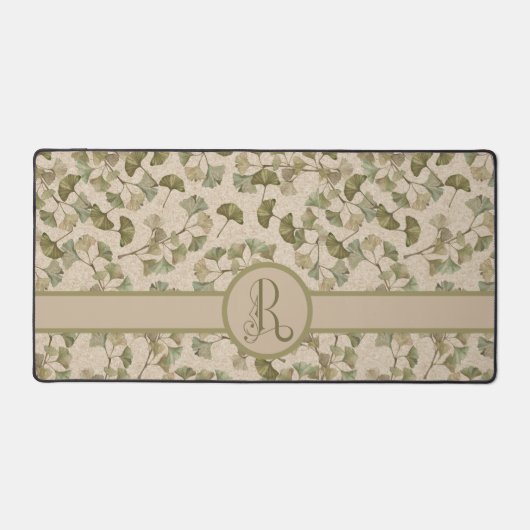 Decoratief Monogram Gedempte Aarde Kleur Ginko Bureaumat (Voorkant)
