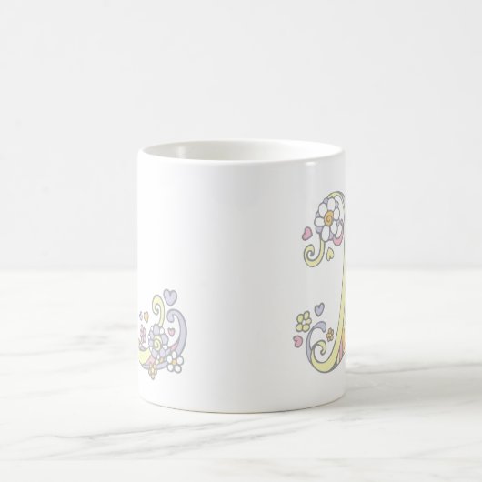 Decoratief Monogram L harten en bloemen mok (Center)