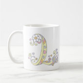 Decoratief Monogram L harten en bloemen mok (Links)