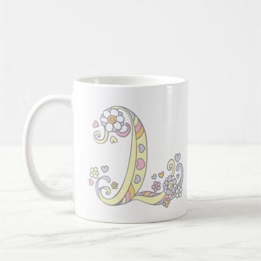 Decoratief Monogram L harten en bloemen mok (Links)