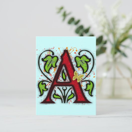 Decoratief monogram letter A Briefkaart (Staand voorkant)