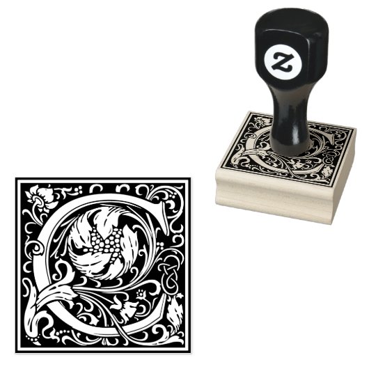Decoratief monogram letter C Rubberstempel (Gestempeld)