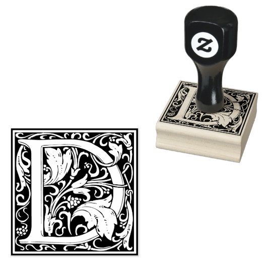 Decoratief monogram letter D Rubberstempel (Gestempeld)