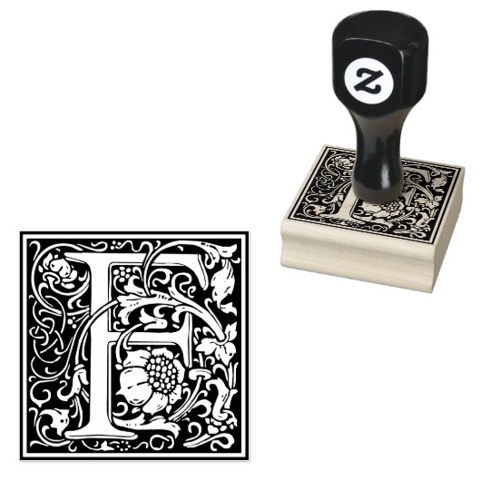 Decoratief monogram letter F Rubberstempel (Gestempeld)
