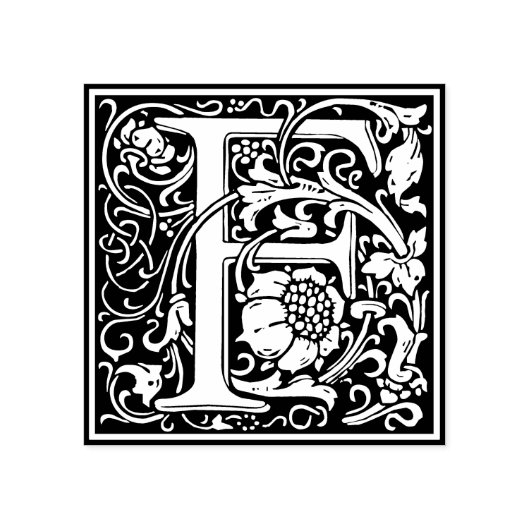 Decoratief monogram letter F Rubberstempel (Afrduk)