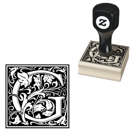 Decoratief monogram letter G Rubberstempel (Gestempeld)