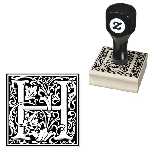 Decoratief monogram letter H Rubberstempel (Gestempeld)