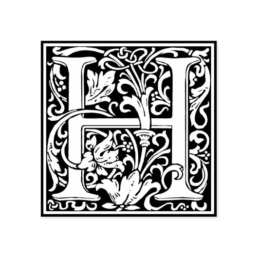 Decoratief monogram letter H Rubberstempel (Afrduk)