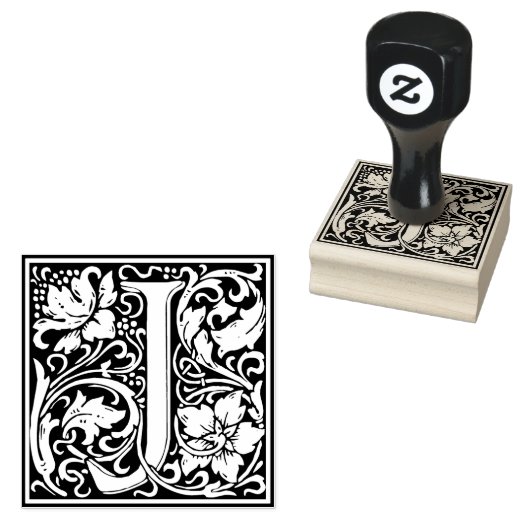 Decoratief Monogram Letter J Rubberstempel (Gestempeld)