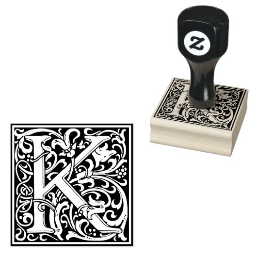 Decoratief monogram letter K Rubberstempel (Gestempeld)