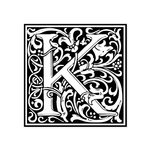 Decoratief monogram letter K Rubberstempel (Afrduk)