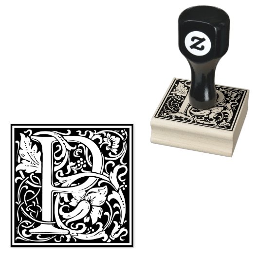 Decoratief monogram letter P Rubberstempel (Gestempeld)
