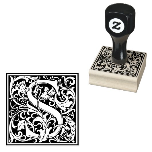 Decoratief monogram letter S Rubberstempel (Gestempeld)