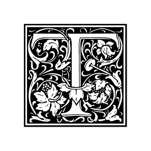 Decoratief Monogram Letter T Rubberstempel (Afrduk)