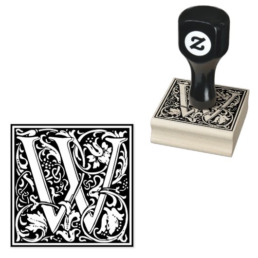 Decoratief Monogram Letter W Rubberstempel (Gestempeld)