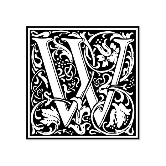 Decoratief Monogram Letter W Rubberstempel (Afrduk)