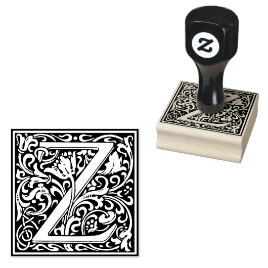 Decoratief Monogram Letter Z Rubberstempel (Gestempeld)