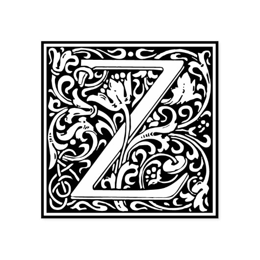 Decoratief Monogram Letter Z Rubberstempel (Afrduk)