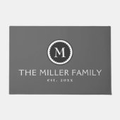 Decoratief Monogram Medallion | Grijs en wit Deurmat (Voorkant)