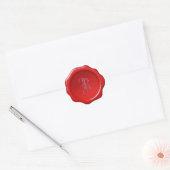 Decoratief Monogram op Red Wax Seal Afbeelding Sti Ronde Sticker (Envelop)