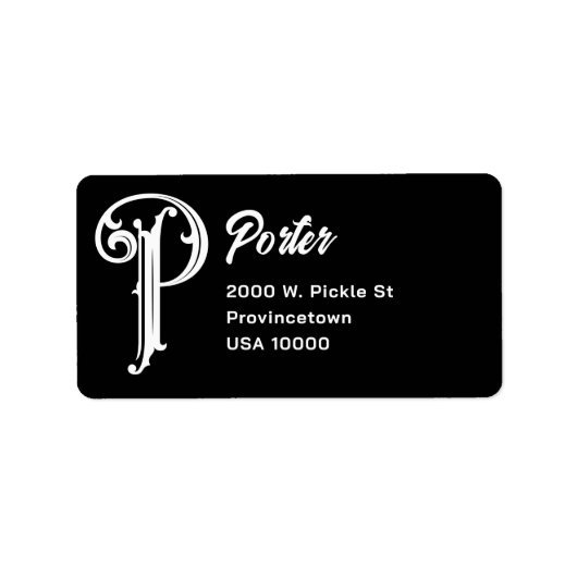 Decoratief monogram P-adres Etiket (Voorkant)