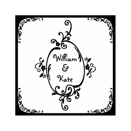 Decoratief monogram rubberstempel (Afrduk)