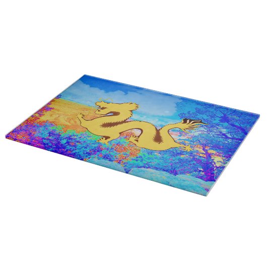 Decoratief Mythisch Chinees Gele Draak Snijplank (Hoek)