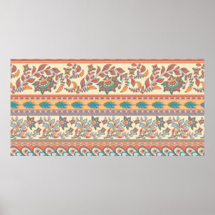 Decoratief naadloos grenspatroon met bloem poster