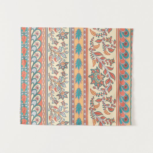 Decoratief naadloos grenspatroon met bloem wandkleed (Voorkant (horizontaal))