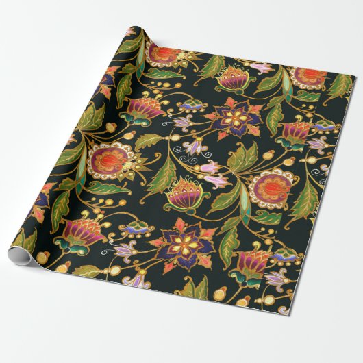 decoratief naadloos patroon. Bloemen bladeren Cadeaupapier (Uitgerold)