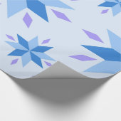 Decoratief Nederlands Snowflake Blauw Geometrisch Cadeaupapier (Hoek)