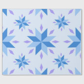 Decoratief Nederlands Snowflake Blauw Geometrisch Cadeaupapier (Vlak)