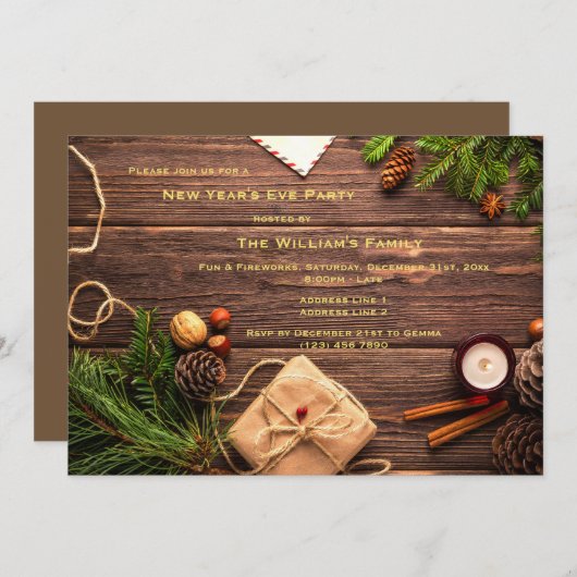 Decoratief nieuwjaarsfeest kaart (Voorkant / Achterkant)