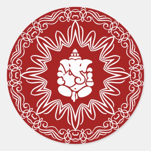 Decoratief ontwerp Ganesha Ronde Sticker (Voorkant)