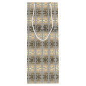 Decoratief ontworpen taupe wijn cadeautas (Achterkant)