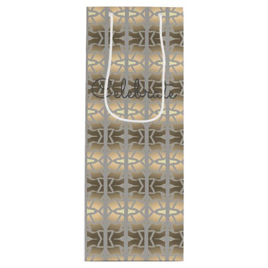 Decoratief ontworpen taupe wijn cadeautas (Voorkant)