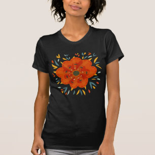 Decoratief Oranje ventilator Abstract botanische k T-shirt