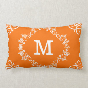 Decoratief Oranje wit aangepast monogram Kussen