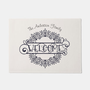 Decoratief ornament welkom gezin deurmat