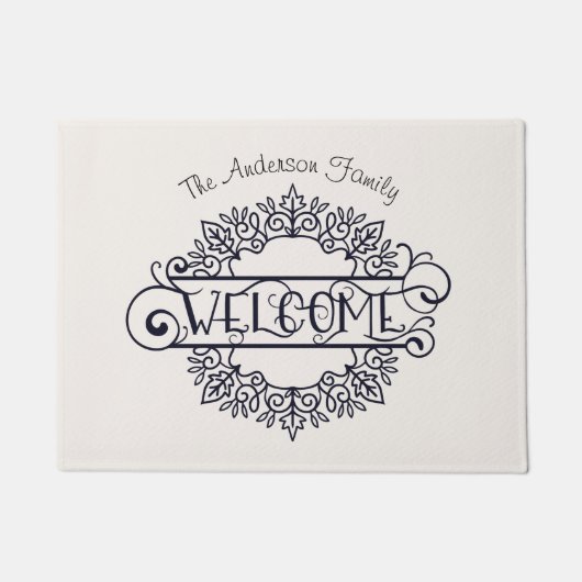 Decoratief ornament welkom gezin deurmat (Voorkant)