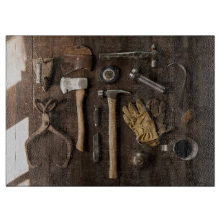 Decoratief oud gereedschap Glazen snijvlak 15 x 11 Snijplank