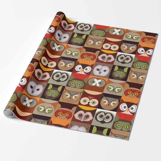 Decoratief owl Patroon ompakken Papier (Uitgerold)