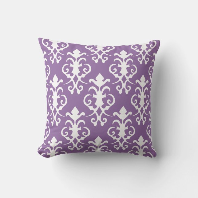 Decoratief Paars Damask Pillow Kussen (Voorkant)