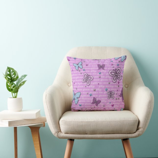 Decoratief Paars en blauw Sierkussen van de vlinde (Stoel)