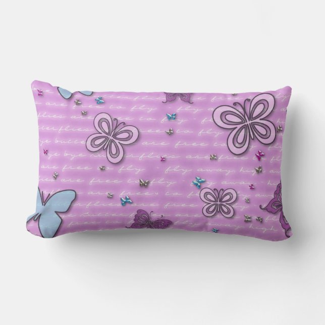 Decoratief Paars en blauw vlinderduif Kussen (Voorkant)