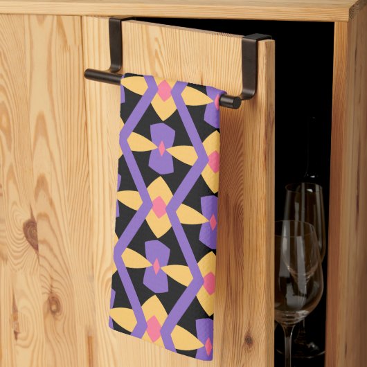 Decoratief Paarse en Geel Theedoek (Derde Gevouwen)