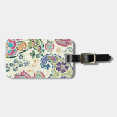 Decoratief pacock en kleurrijke bloemen bagagelabel (Voorkant horizontaal)